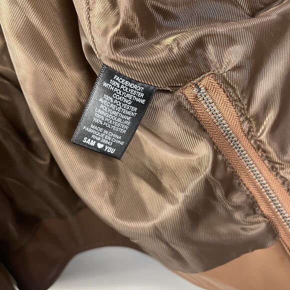 Sam Edelman Women's XL Brown Vegan Leather Moto Jacket Biker Motorcycle - Picture 9 of 13